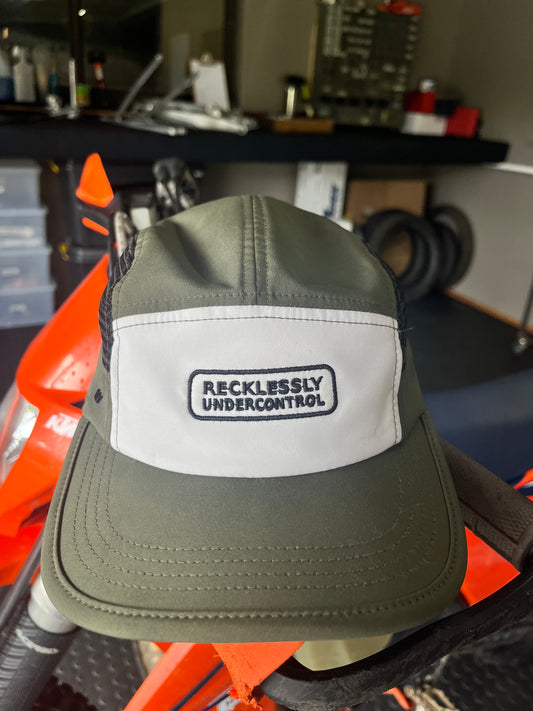 The Recycled 6 Panel Active Cap - Olive/Black/White