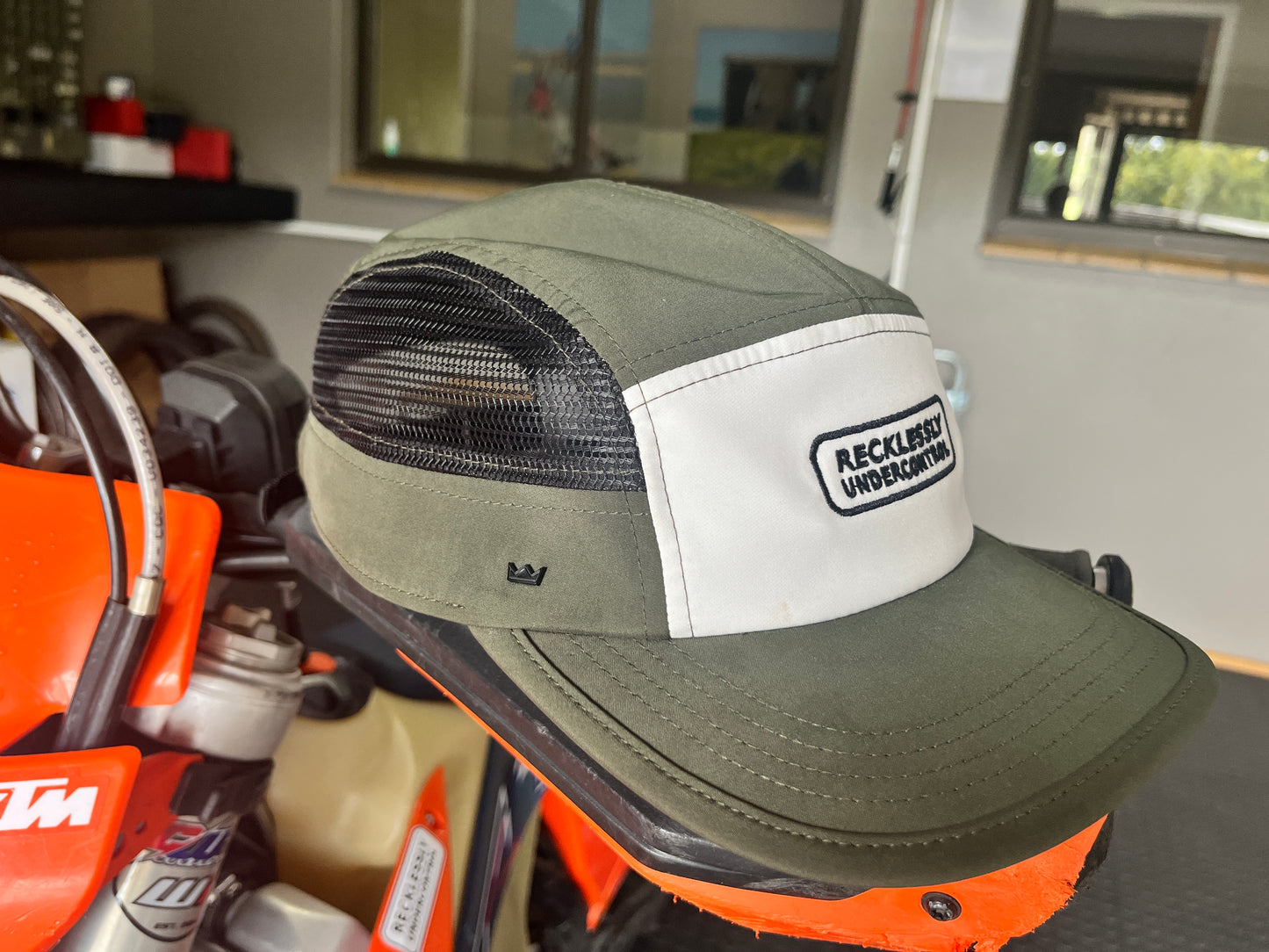The Recycled 6 Panel Active Cap - Olive/Black/White